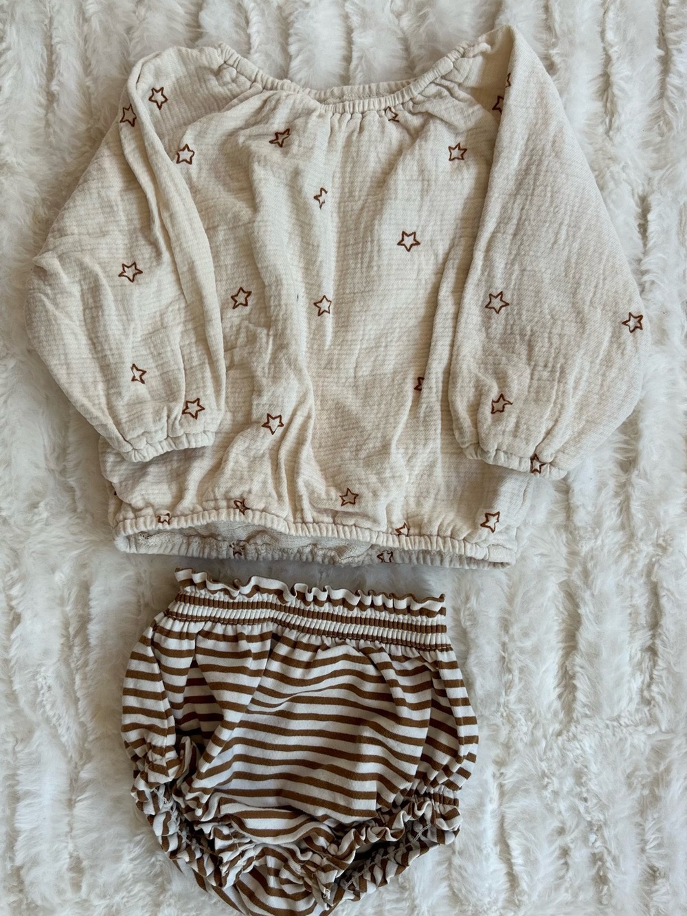Quincy Mae Cotton Muslin Top and Striped Bloomers Set 0-3 months